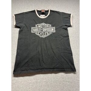 Vintage Harley-Davidson Ringer T-Shirt Black Ozark Lebanon MO Womens M